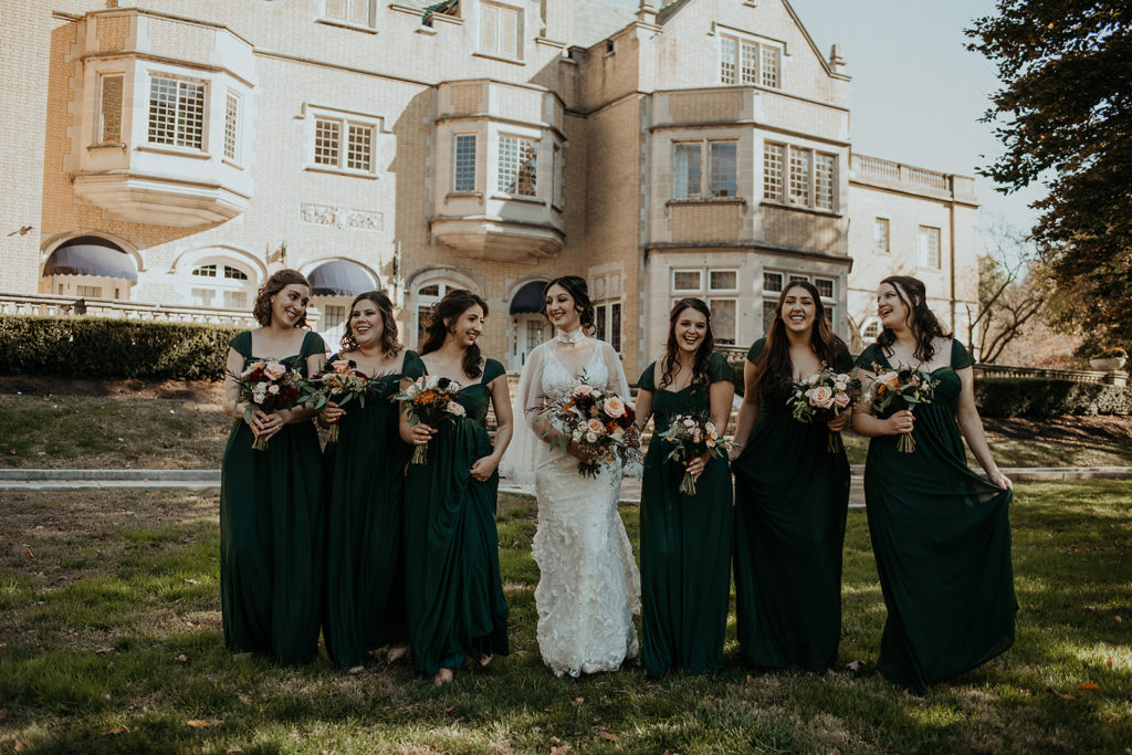 Bride and bridesmaids photos at Laurel Hall in Indiana Marion County