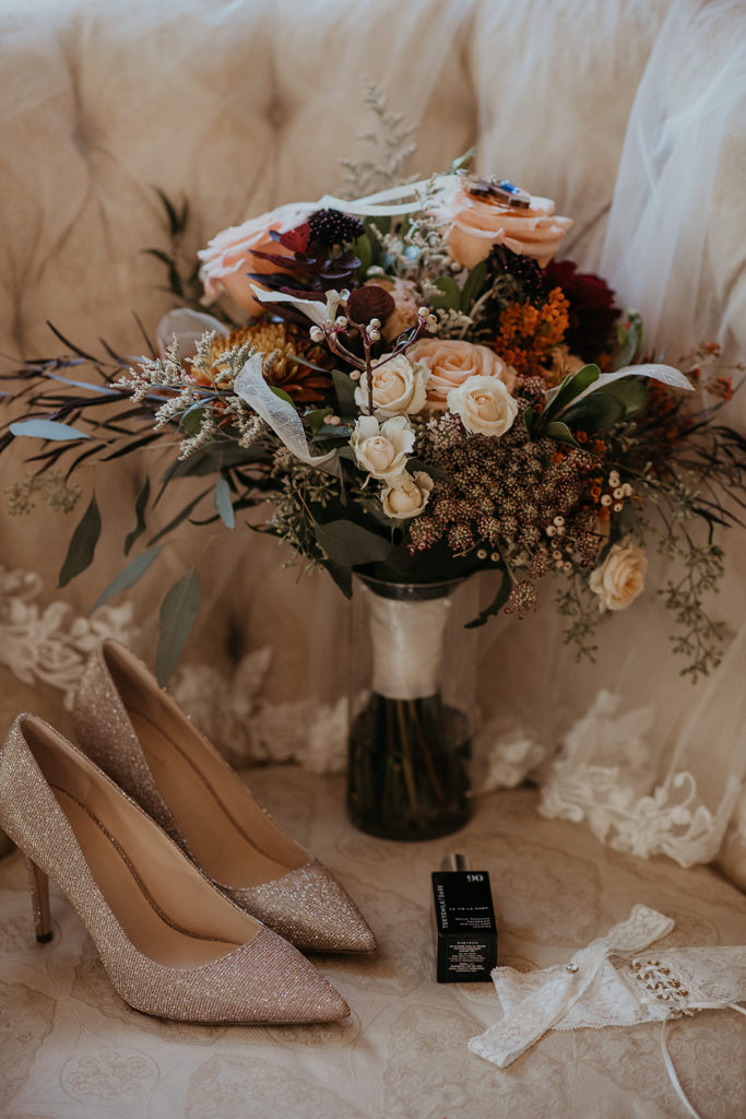 Wedding shoes, flowers and details
