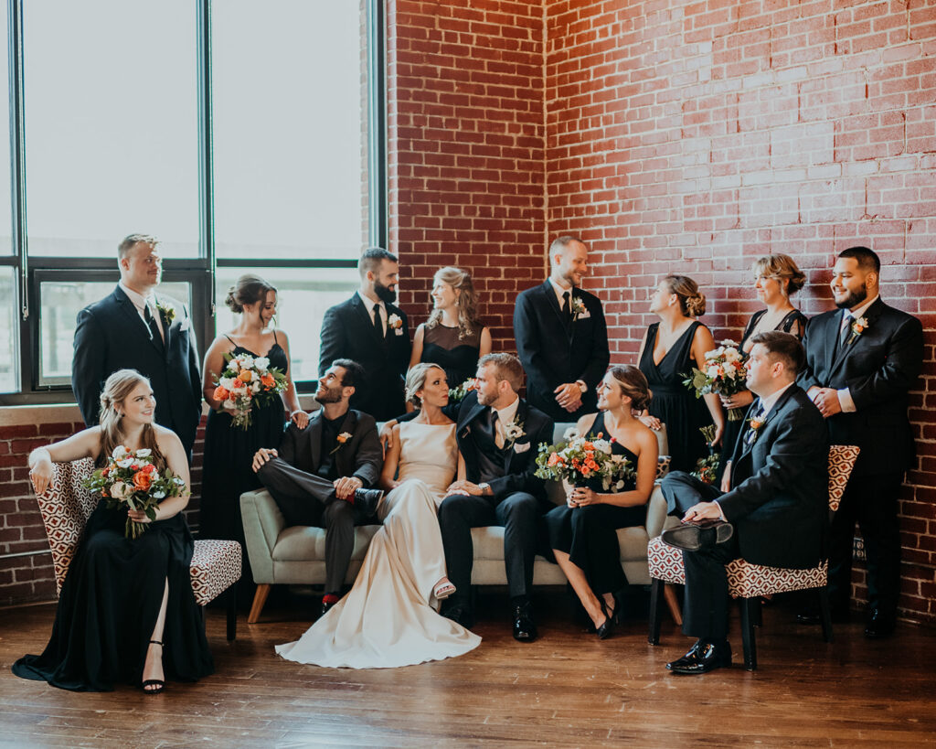 Brride, groom and bridal party photos