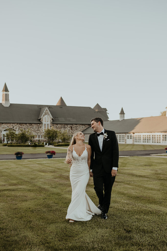 Bride and groom wedding portraits at Castle Farms in Charlevoix Michigan