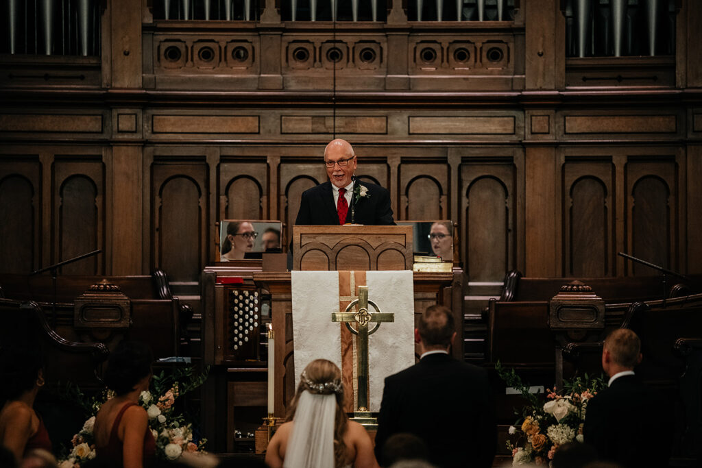 Wedding ceremony at Indianapolis Medthodist Church