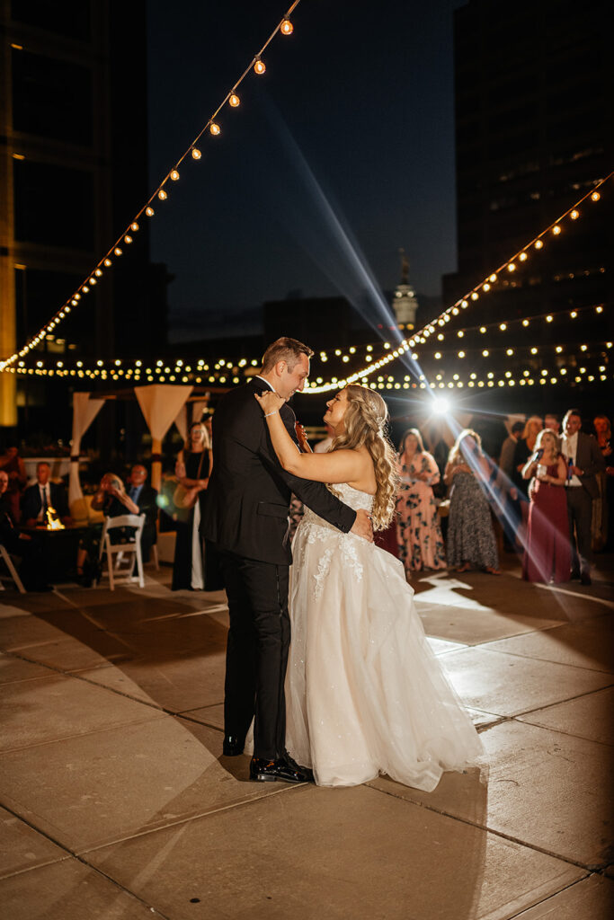 Bride dancing with groom
