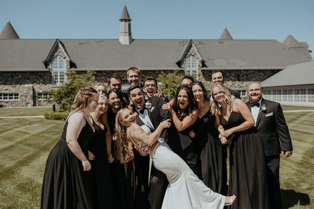 Wedding party photos at Castle Farms in Charlevoix
