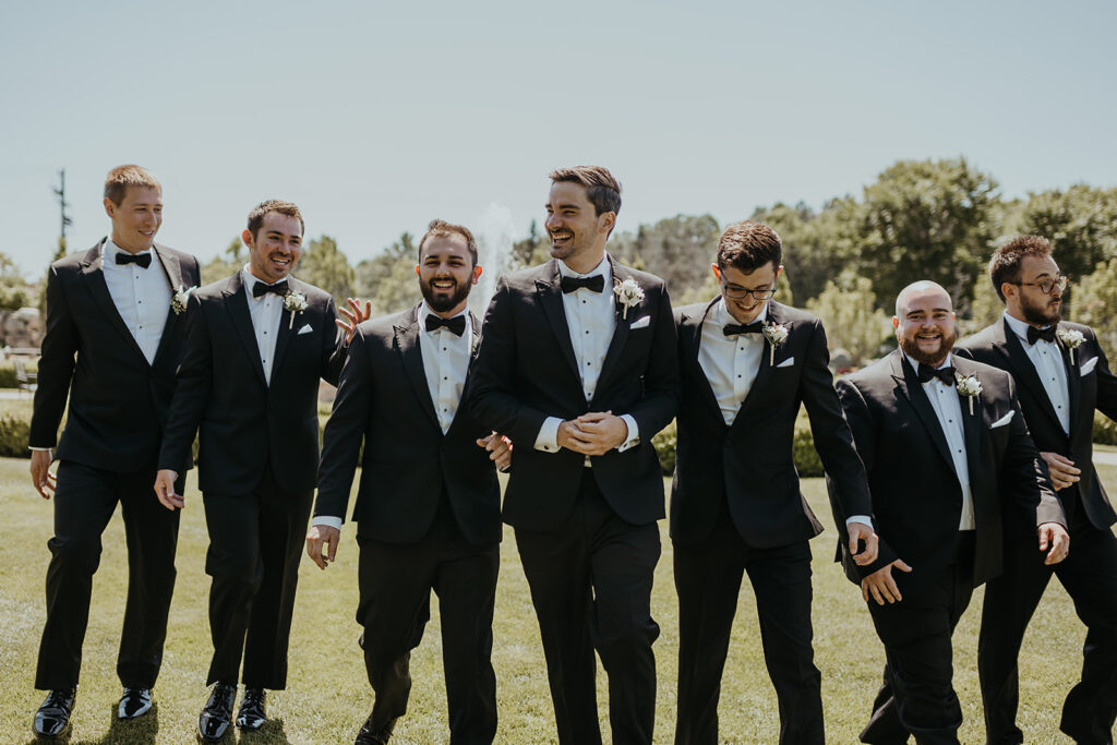 Groom and groomsman photos at Castle Farms in Charlevoix