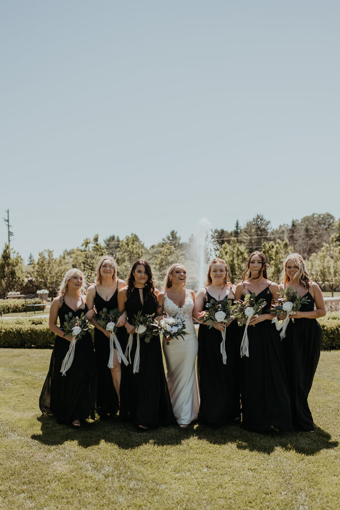 Bride and bridesmaids photos at Castle Farms in Charlevoix