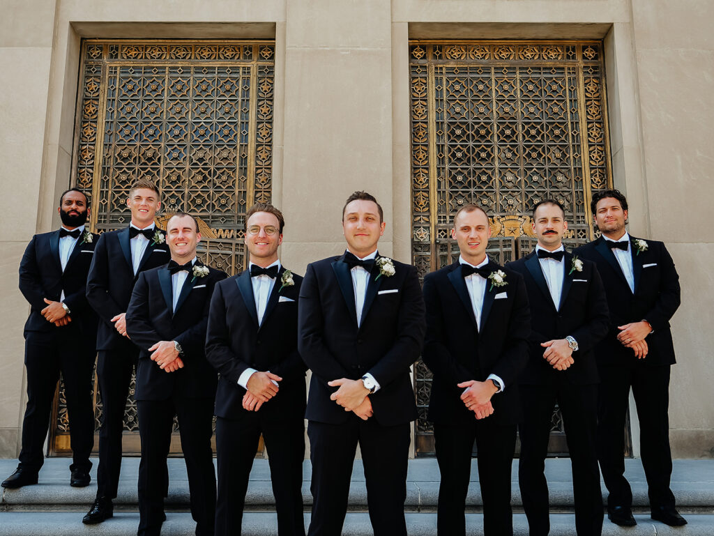 Groom and groomsman portraits in Indianapolis