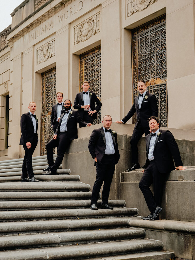 Groom and groomsman portraits in Indianapolis
