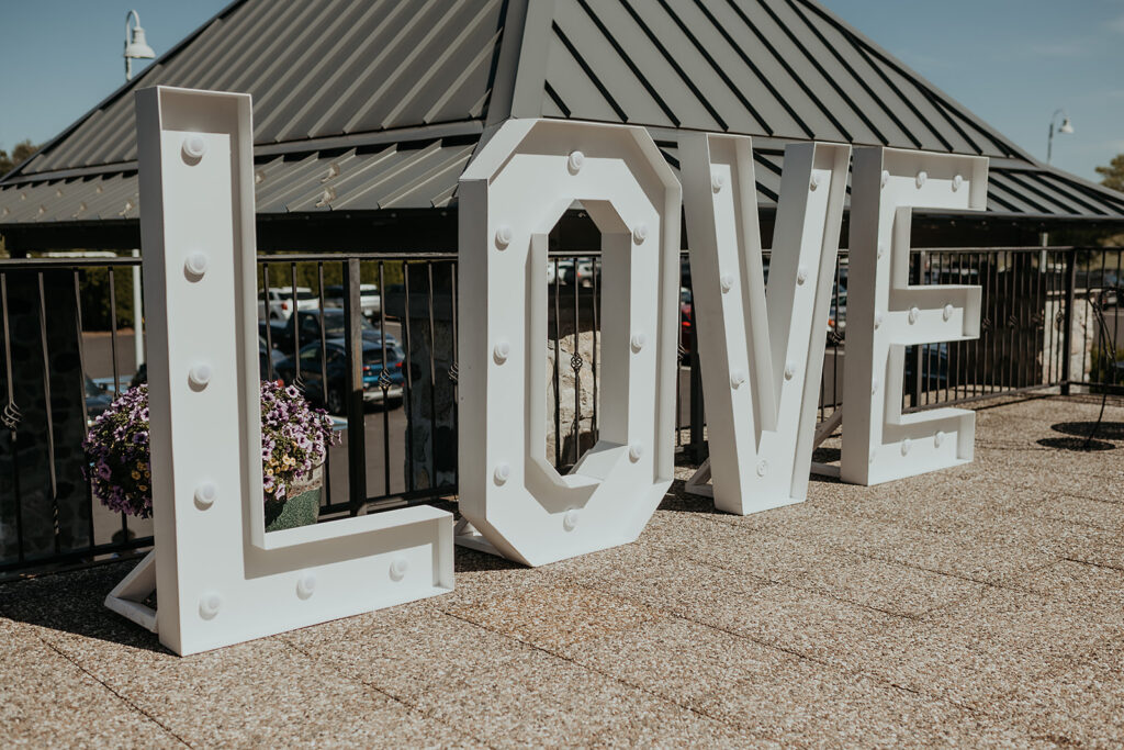 Large LOVE sign for wedding reception