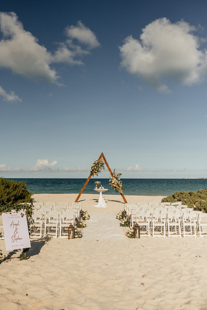 Destination beach cancun elopement  wedding set up