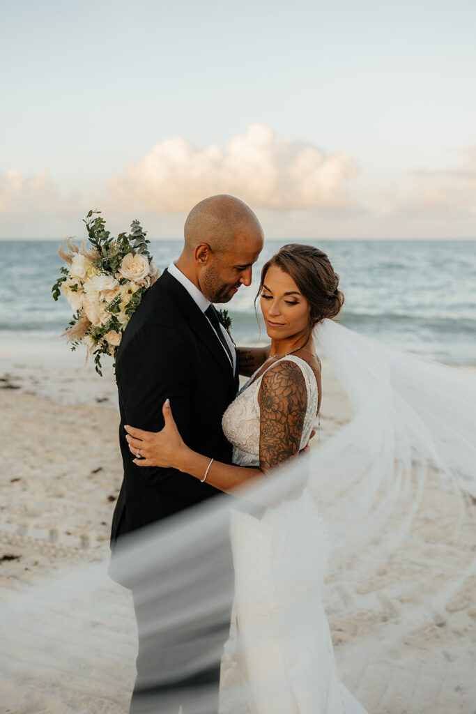 Bride and groom portraits from a fun cancun elopement by cancun wedding photographer kim kaye photography