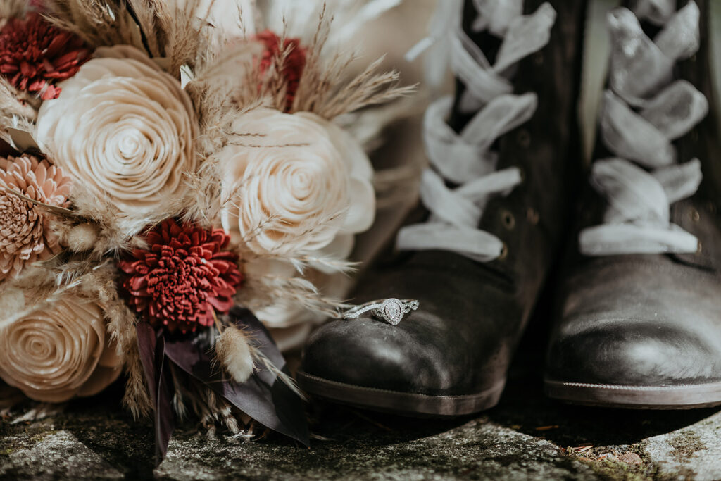 Elopement flowers and boots