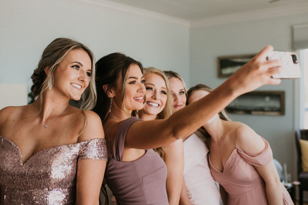 Bridesmaids taking a selfie