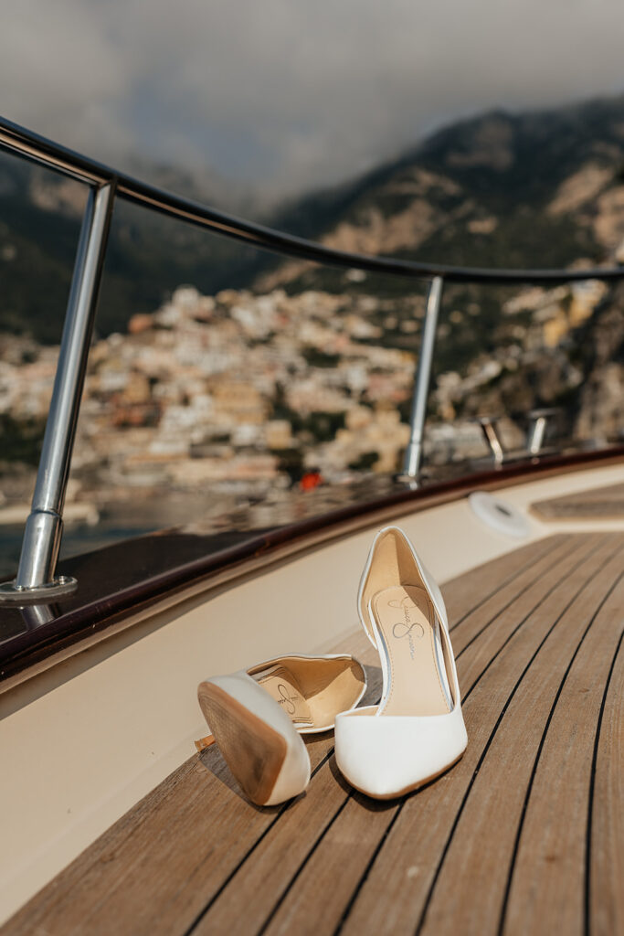 Wedding shoes on a boat