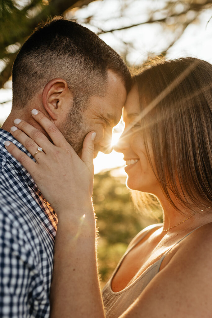 Sunset engagement photos at Windswept Farms in Huntington Indiana