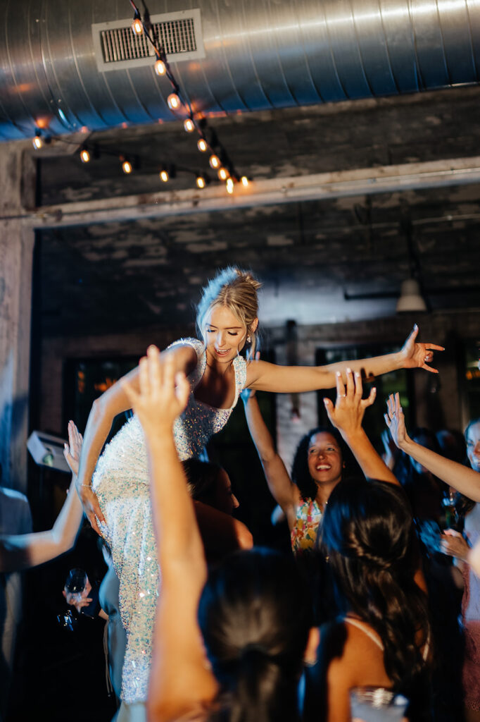 Bride dancing during reception