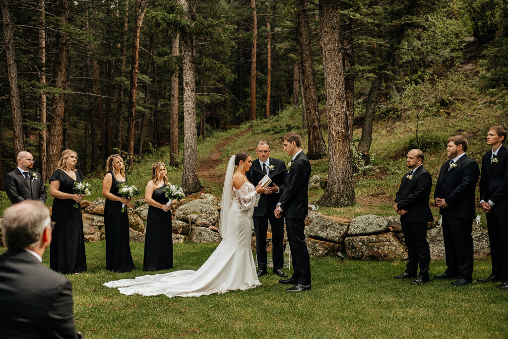 Wedding ceremony from Estes Park elopement