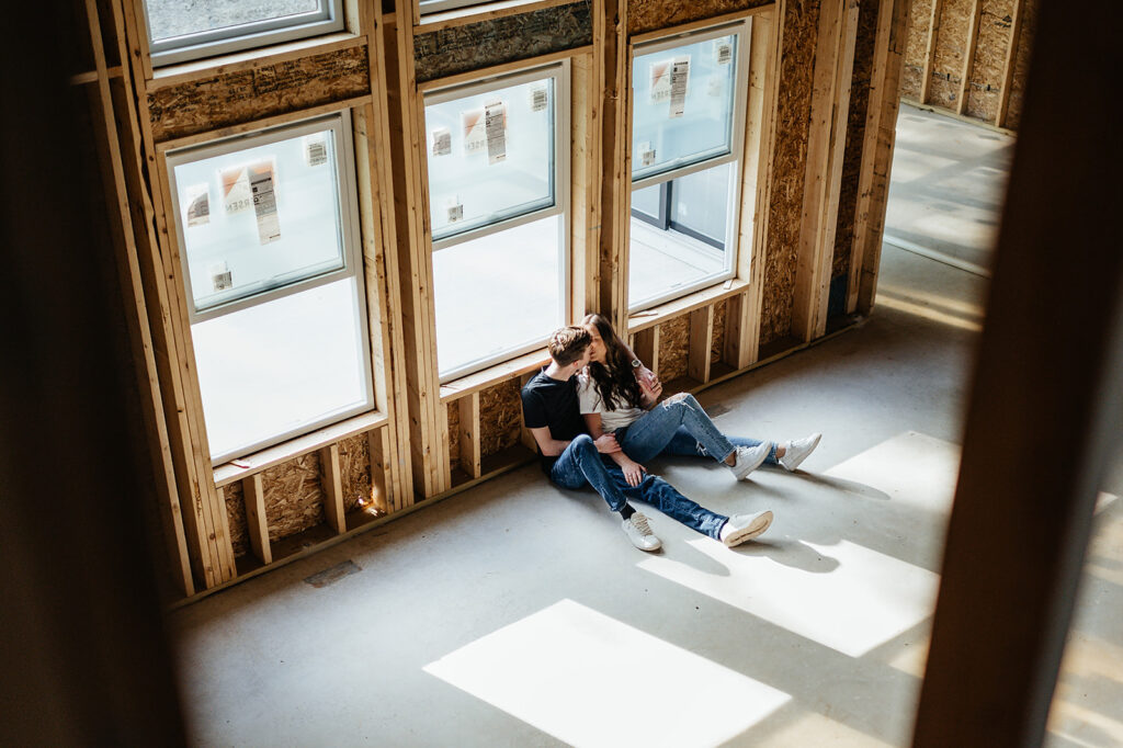 romantic couples photoshoot inside future house