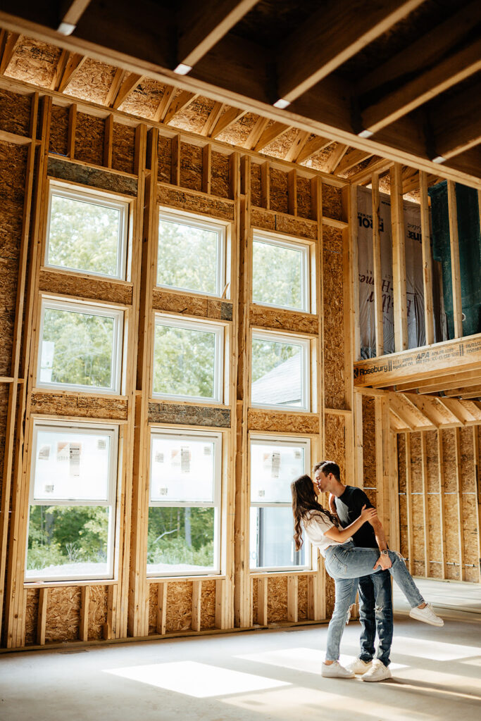 couples photoshoot inside future home