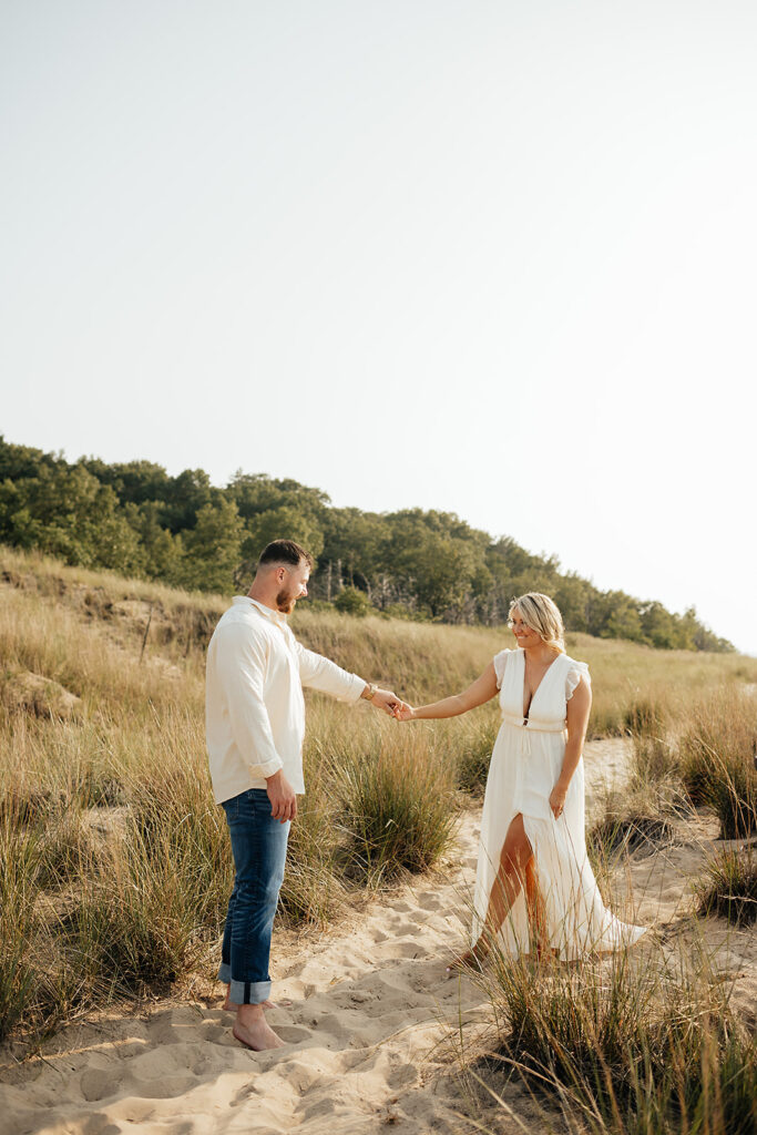 couple dancing on the beach of Indiana dunes state park