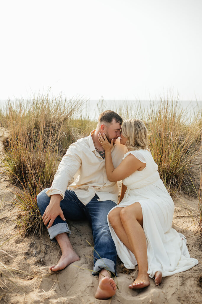 engagement pictures on the beach in Indiana