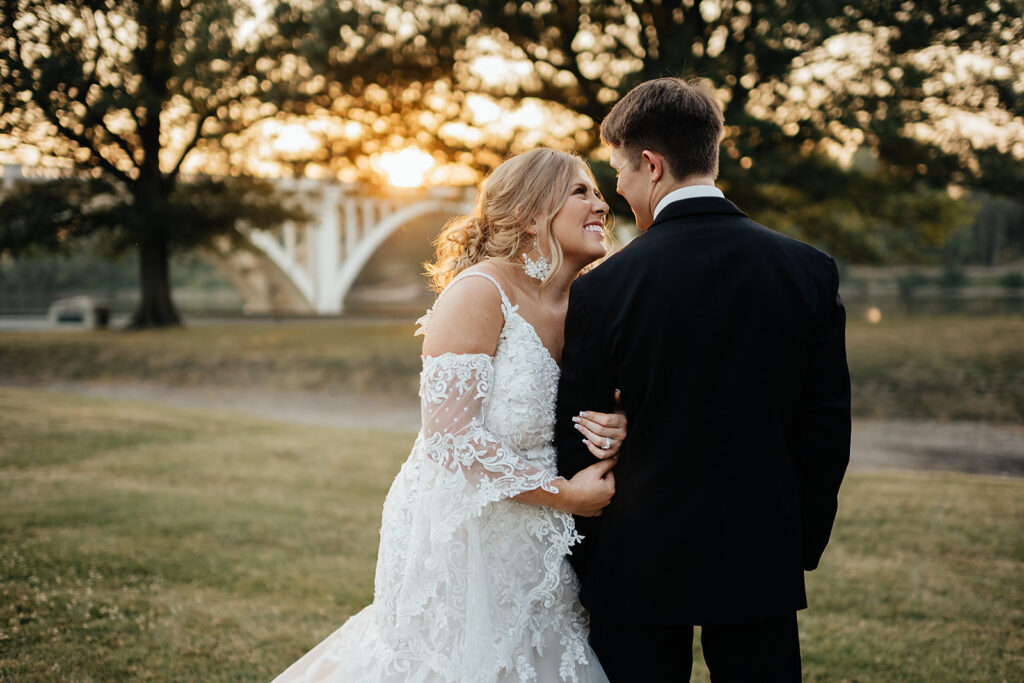 bride and groom summer wedding in Vincennes IN