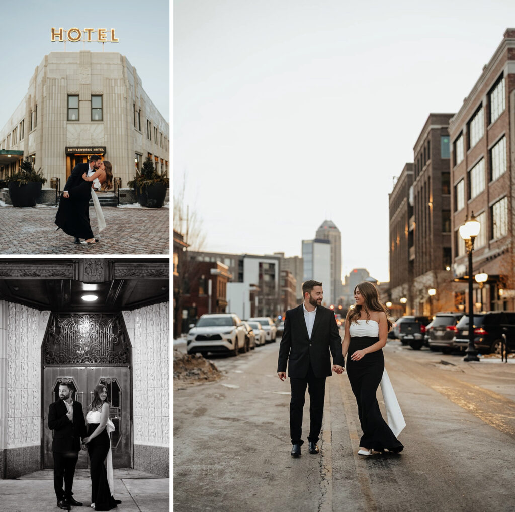 Hotel engagement photos in Indiana