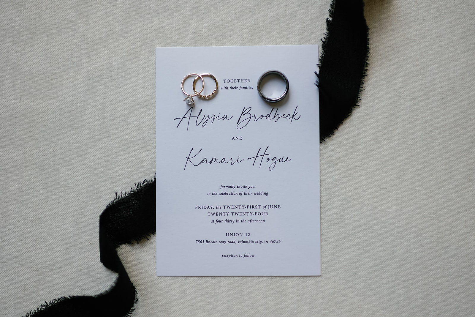 Black and white wedding details 