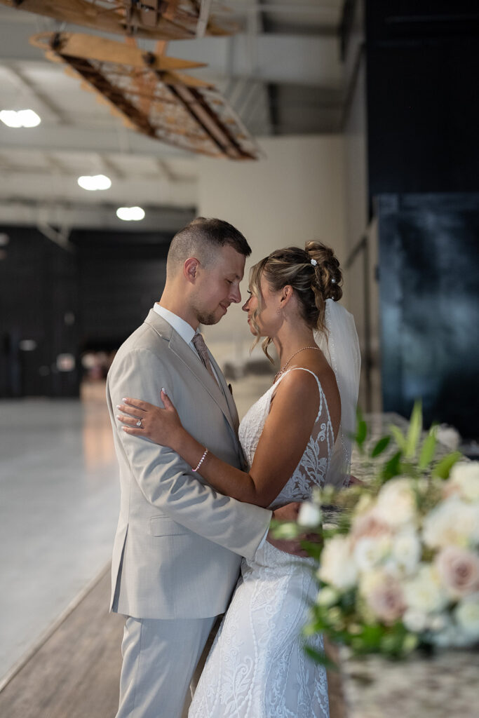 Indoor bride and grooms portraits from an Indiana wedding