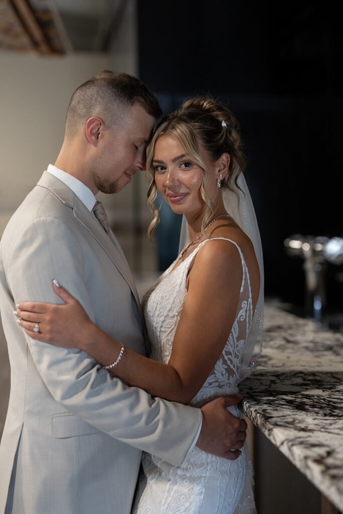 Indoor bride and grooms portraits from an Indiana wedding