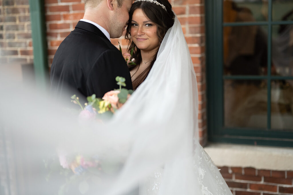 Bride and grooms Fort Wayne wedding portraits 