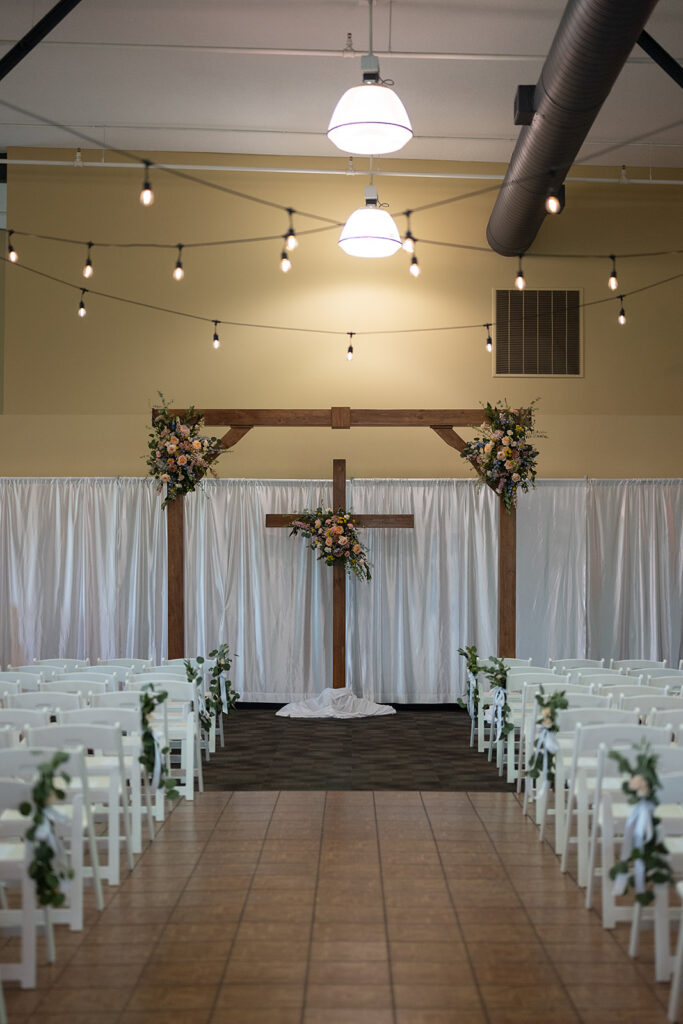 An indoor wedding ceremony