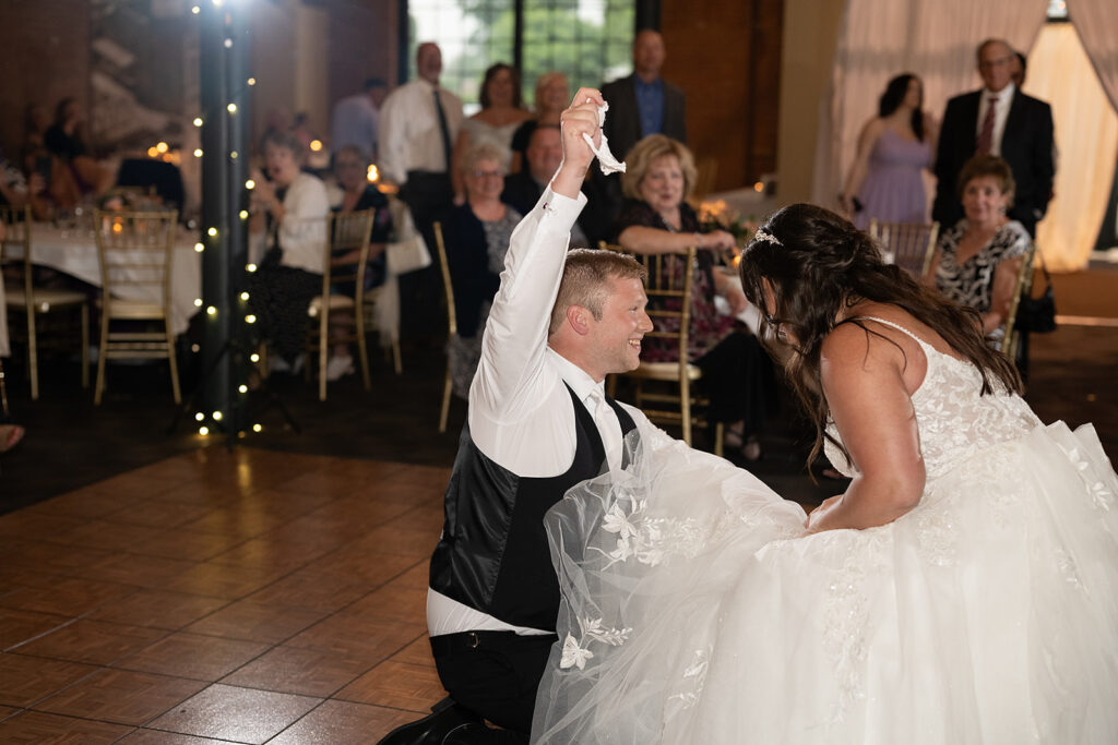 Bride and groom during their Fort Wayne wedding reception