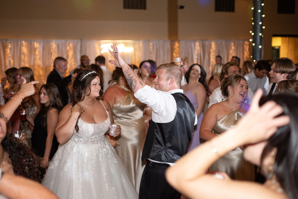 Bride and groom dancing during their Fort Wayne wedding reception