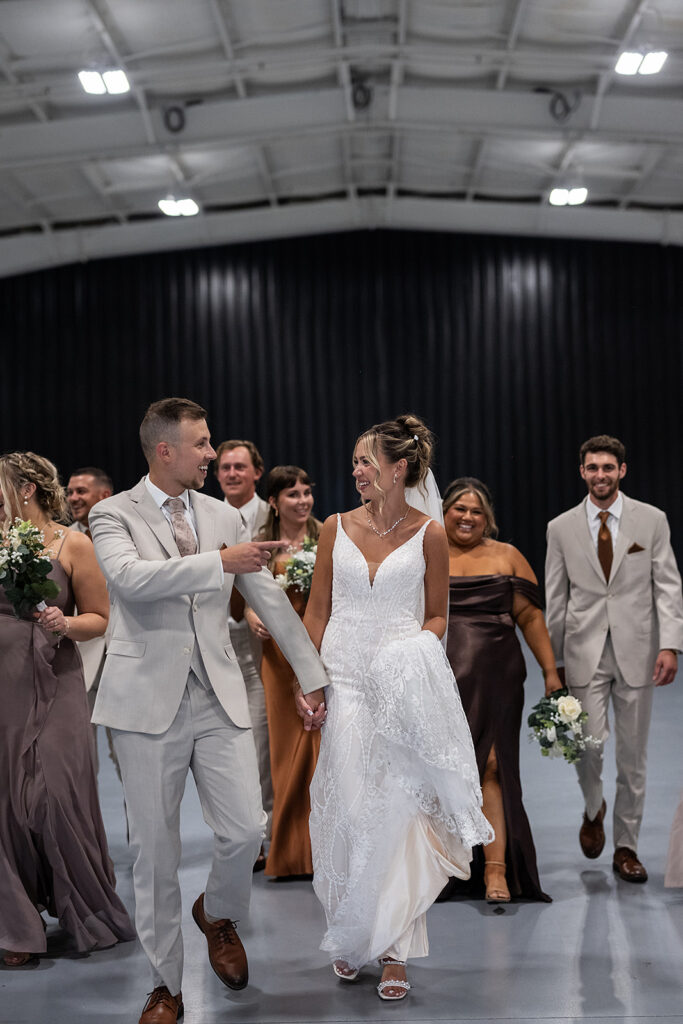 Wedding party portraits in the Hangar at Kruse Plaza wedding venue