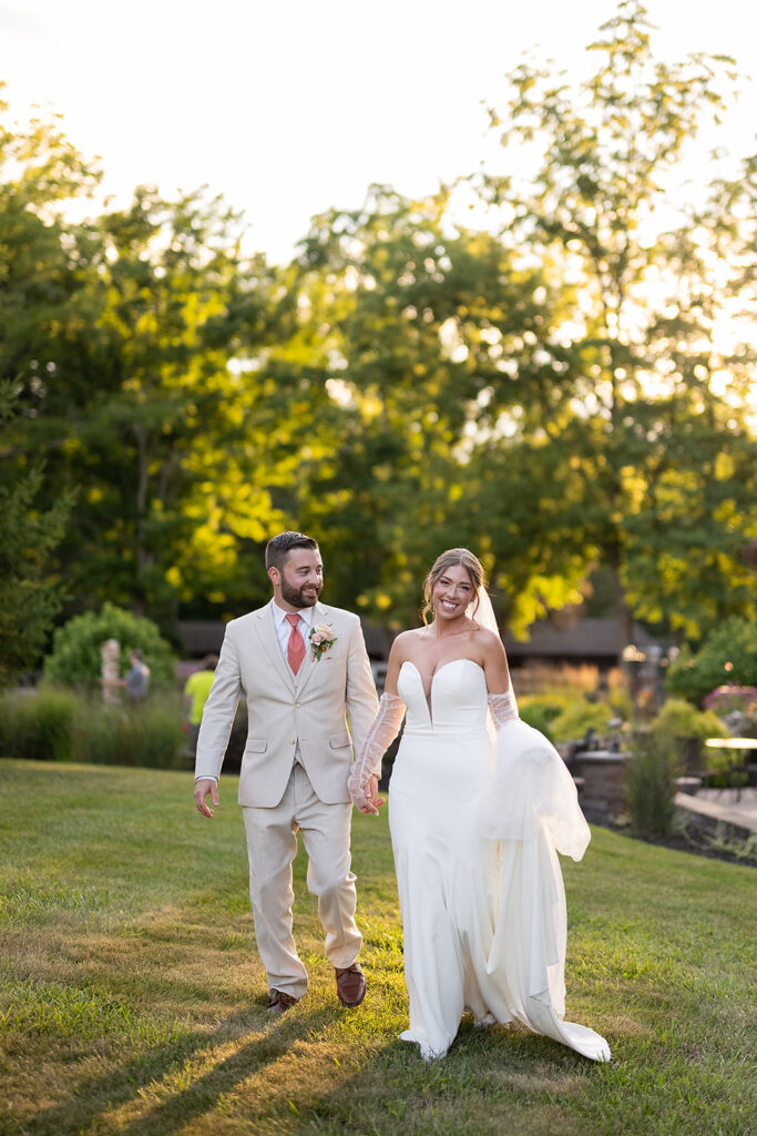 Bride and grooms sunset wedding portraits from their Stone Creek Lodge wedding in Indiana