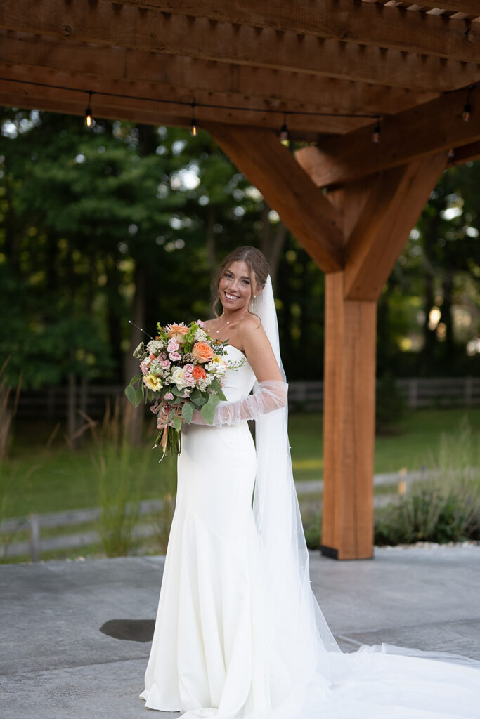 Outdoor bridal portraits at Stone Creek Lodge wedding venue in Crawfordsville, Indiana