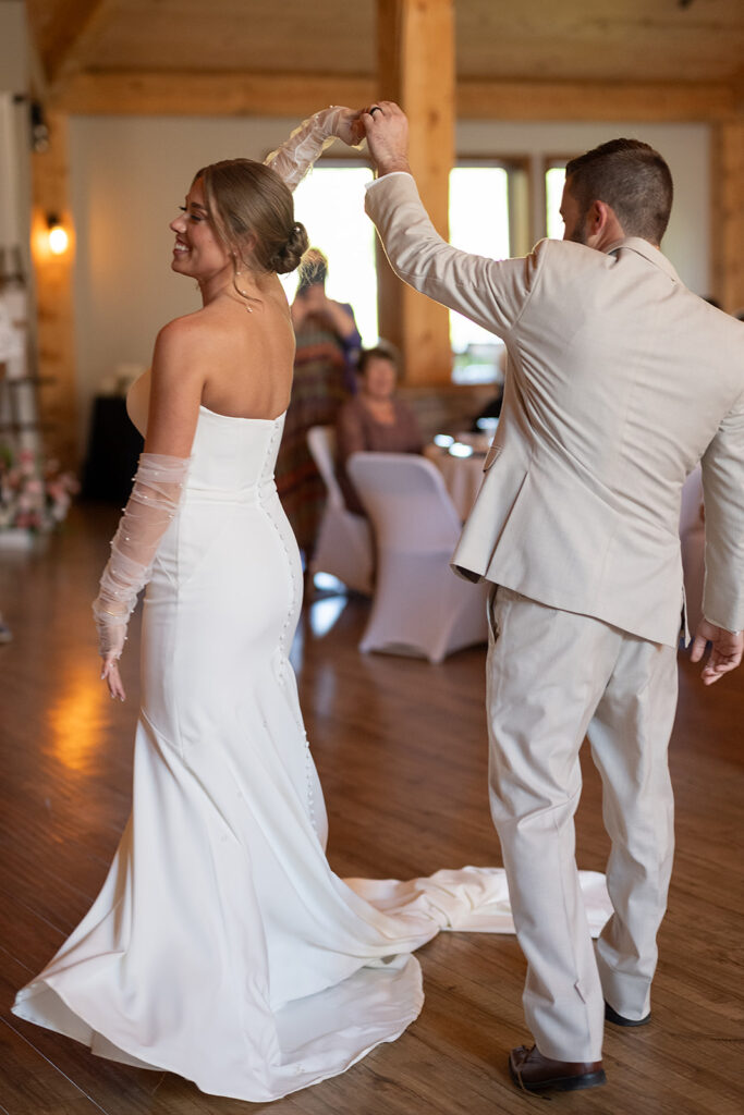 Bride and groom dancing during their reception