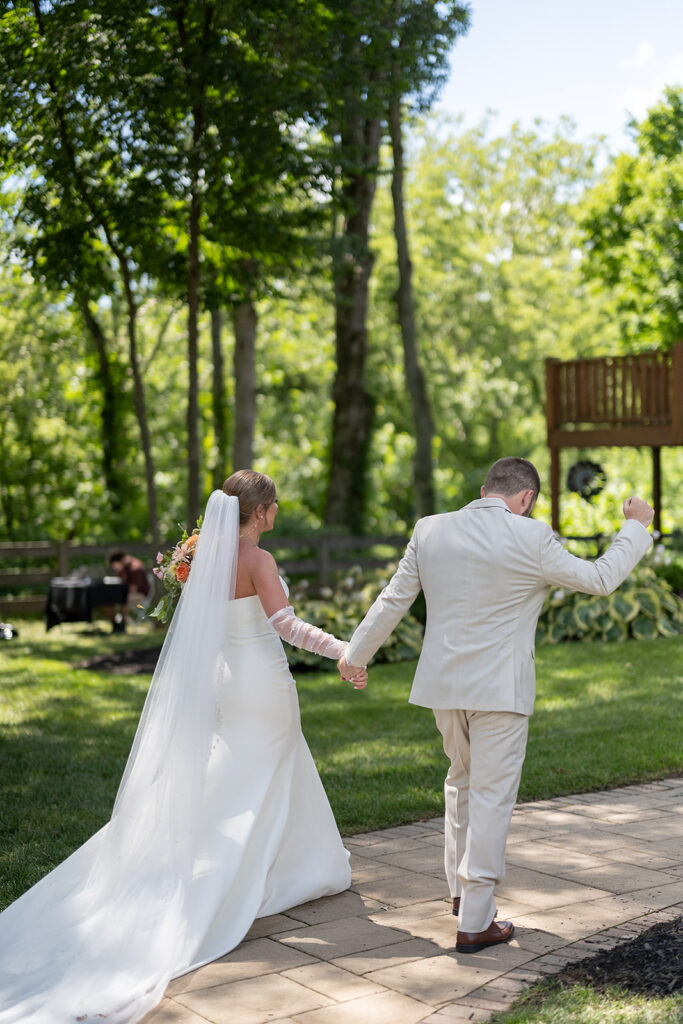 Bride and grooms wedding ceremony exit