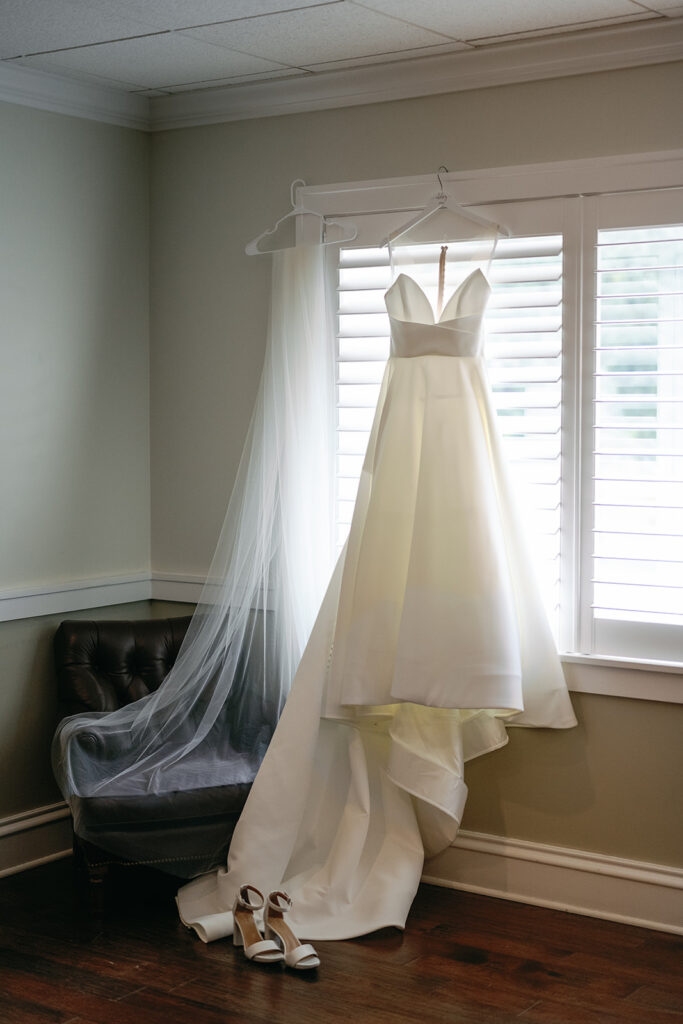 Wedding dress hanging