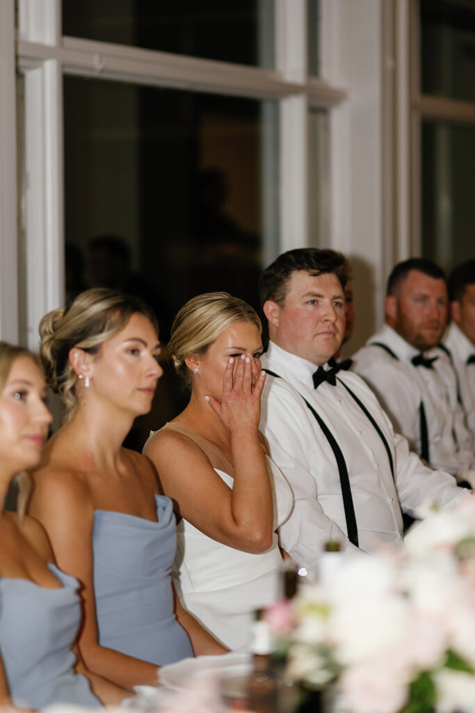 Bride getting emotional during speeches