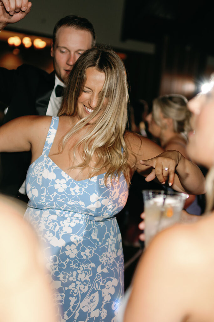 Wedding guests dancing