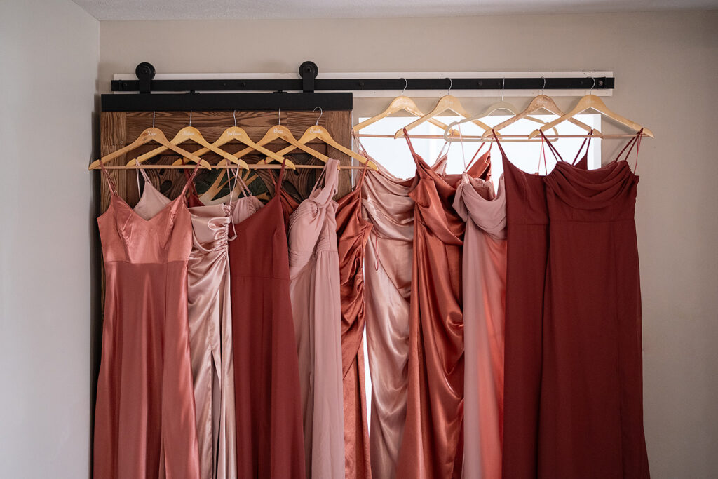 Bridesmaids dresses hanging