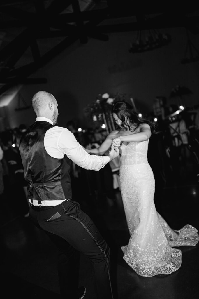 Bride and groom dancing during their reception