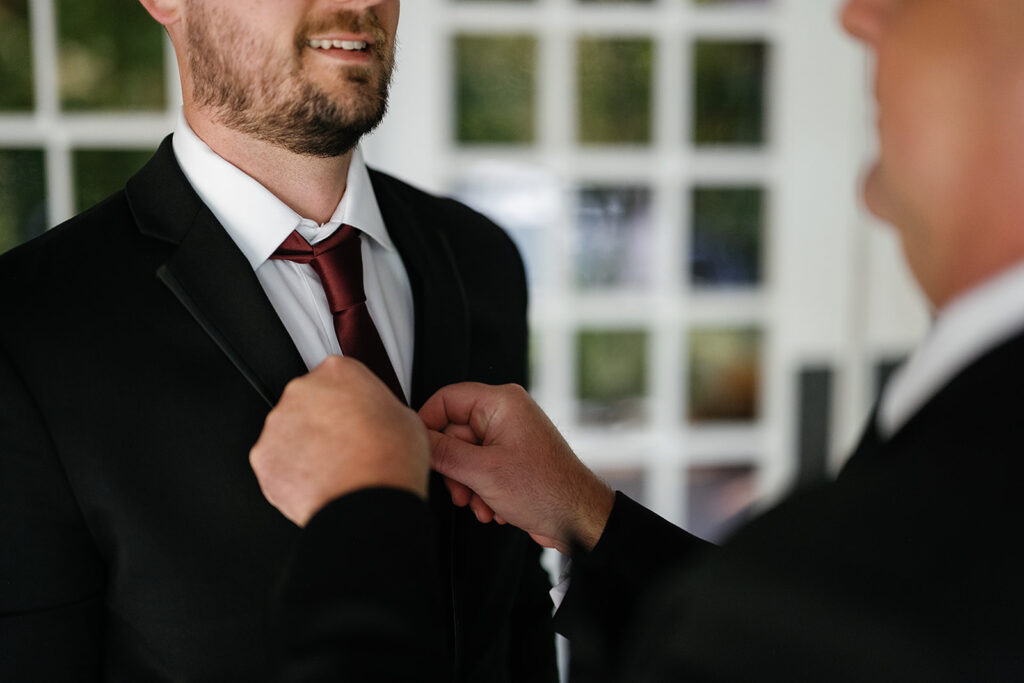 Groom getting ready