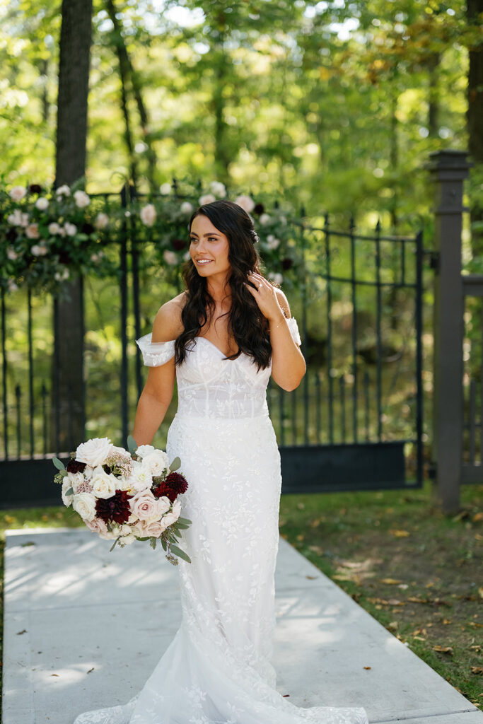 Outdoor fall bridal portraits from a Rita Charles wedding in Indianapolis, Indiana