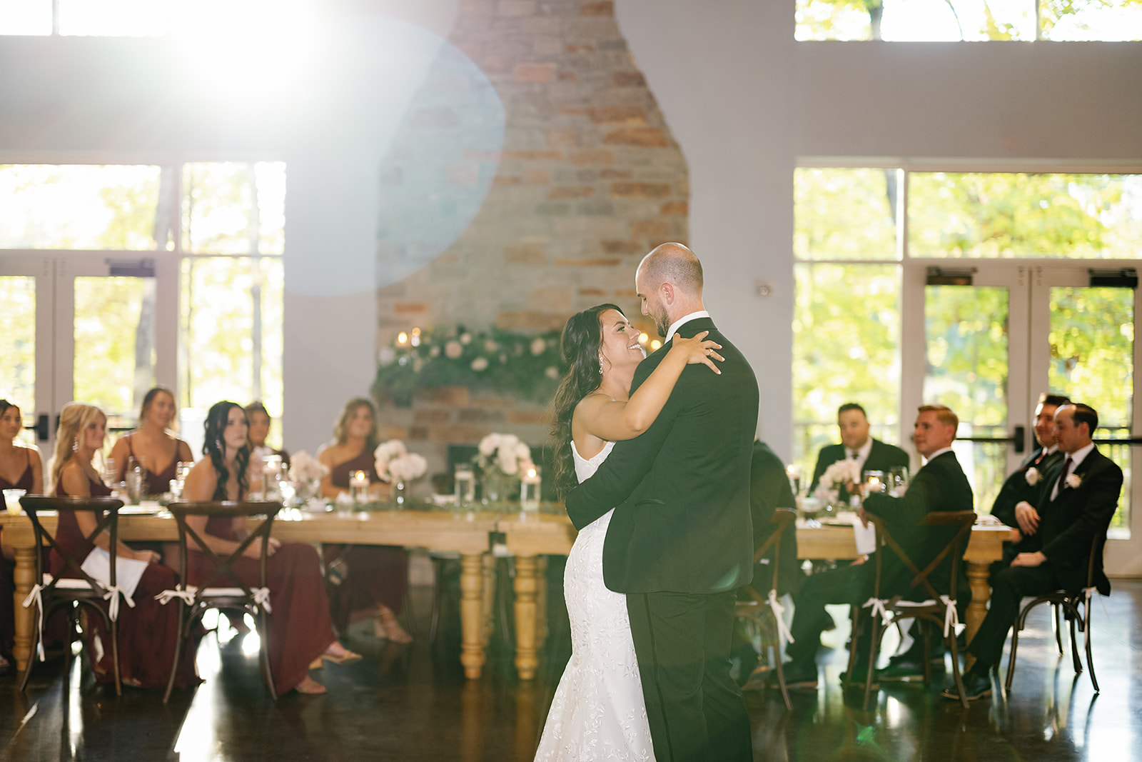 Bride and groom sharing their first dance