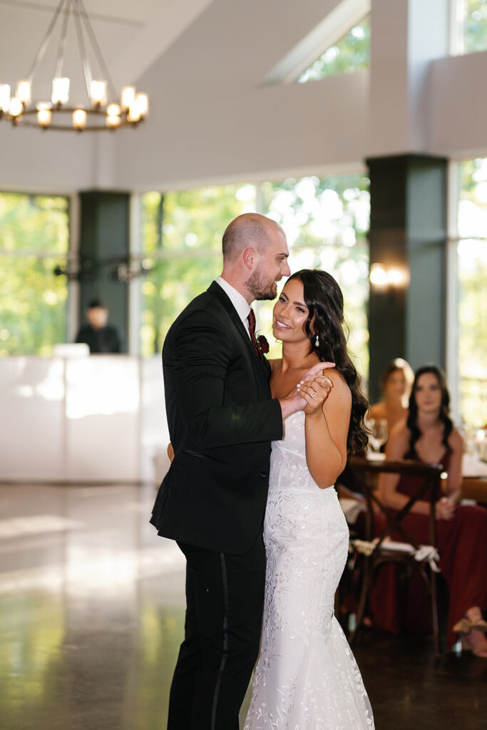 Bride and groom sharing their first dance