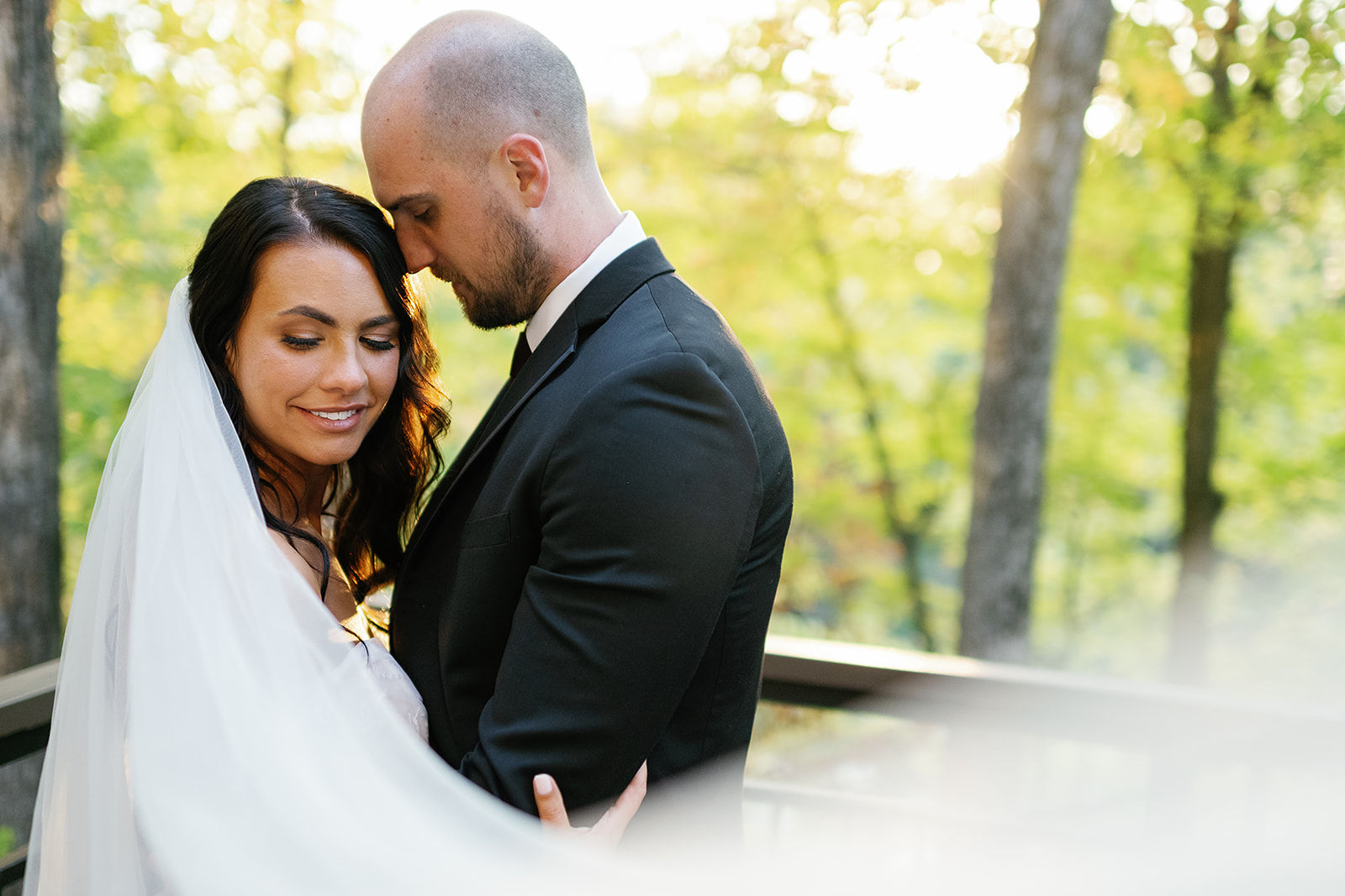 Outdoor bride and grooms portraits from a Ritz Charles wedding in Indianapolis, Indiana