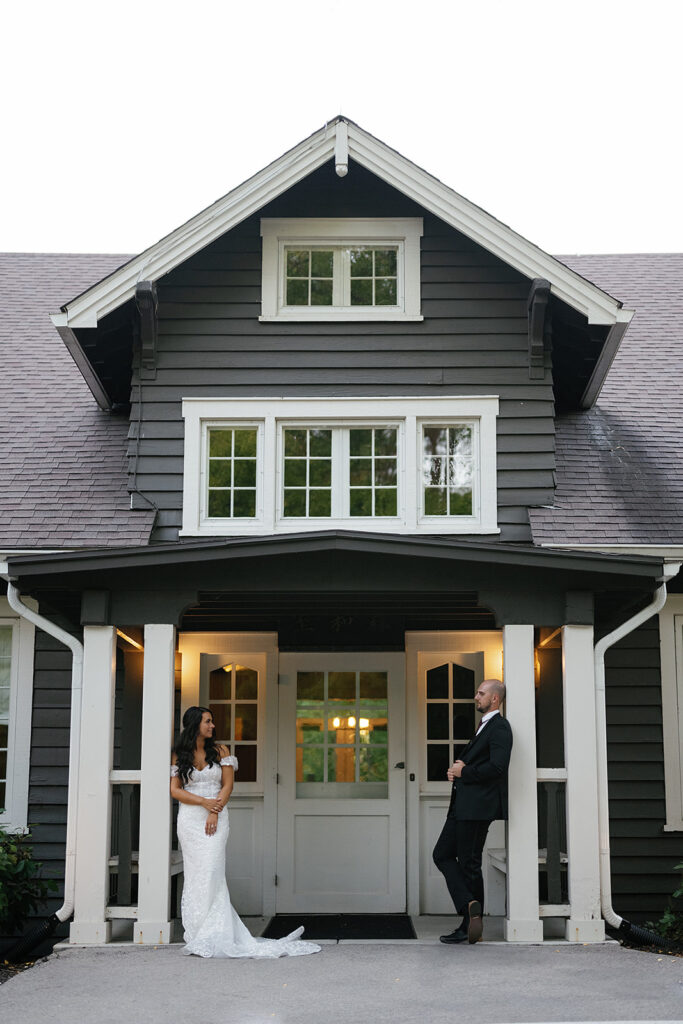 Bride and grooms posing for their Rita Charles wedding photos in Indianapolis, Indiana