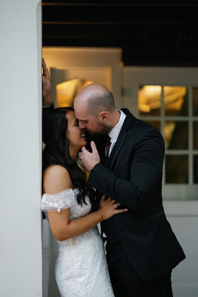 Bride and grooms fall outdoor wedding portraits from their Ritz Charles wedding in Indianapolis, Indiana